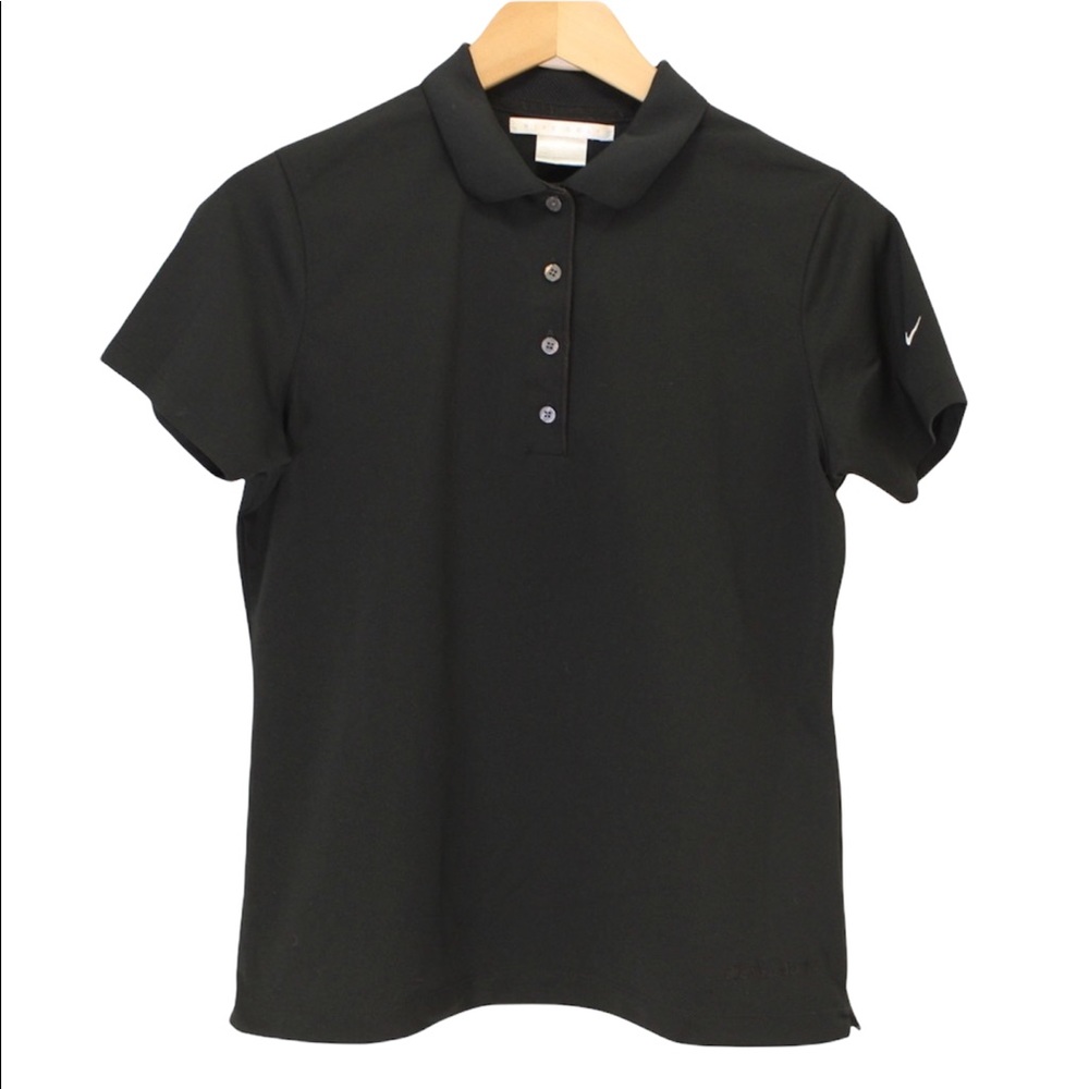 NIKE Golf Boys Black Polo Tee Shirt Buttons Black Medium M